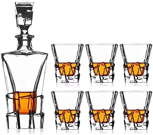 PARNOO Juego de 7 decantadores de whisky, incluye decantador y 6 vasos de whisky