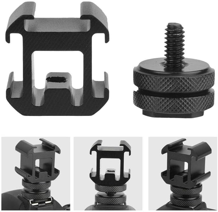 Adaptador de montaje en base de zapata triple para monitor de micrófono, luz de video LED, 1 ud