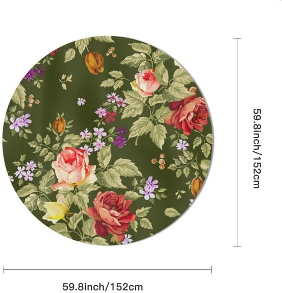 Chinoiserie – Mantel redondo vintage floral, lavable, resistente a las arrugas, para el hogar, cocina, comedor, picnic, campamento, fiesta,