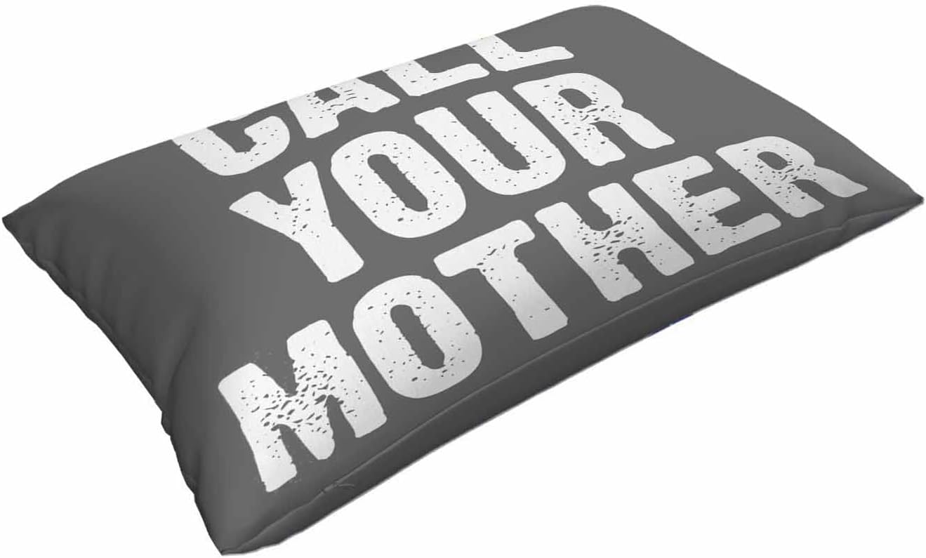 Funda de almohada rectangular blanca con frase divertida llamada a tu madre sobre fondo gris, funda de almohada para cama, sofá, oficina, decoración