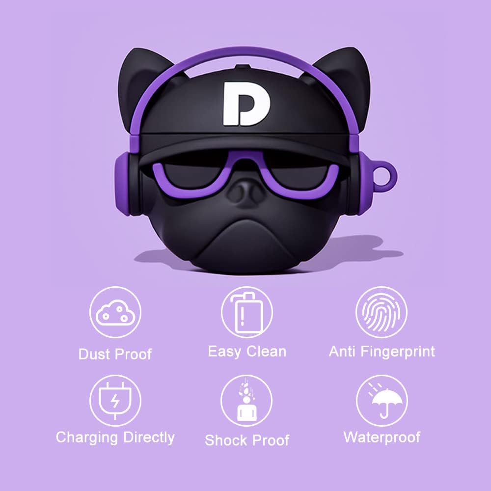 Bonita funda compatible con AirPods Pro con mosquetón y gancho para llavero, divertida y única de silicona suave 3D a prueba de golpes, para Airpod