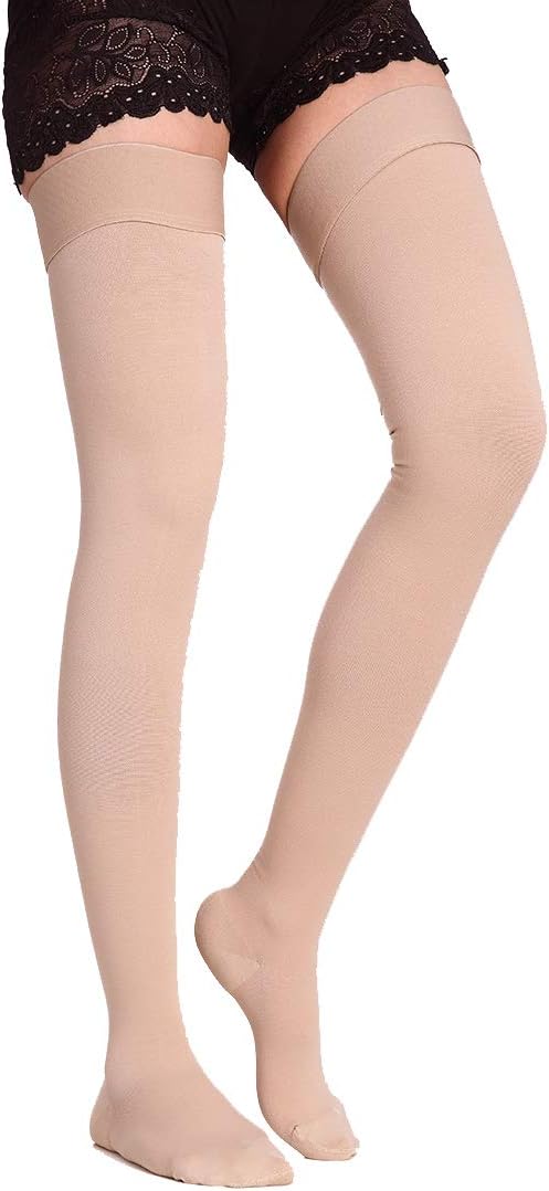 Calcetines de compresión hasta el muslo para hombres y mujeres, medias de compresión de 20-30 mmHg.
