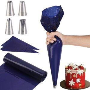 SPIEST Juego de bolsas y puntas desechables grandes de 16 pulgadas, 50 bolsas de glaseado de alta calidad con 4 puntas de ribete adicionales, a SPIEST Juego de bolsas y puntas desechables grandes de 16 pulgadas, 50 bolsas de glaseado de alta calidad con 4 puntas de ribete adicionales, a