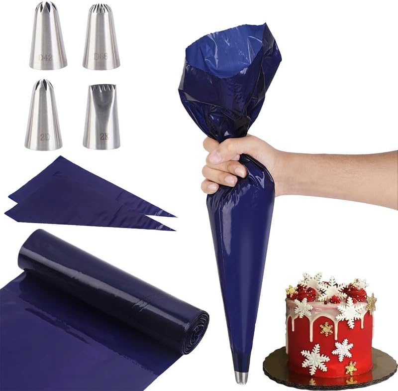 SPIEST Juego de bolsas y puntas desechables grandes de 16 pulgadas, 50 bolsas de glaseado de alta calidad con 4 puntas de ribete adicionales, a
