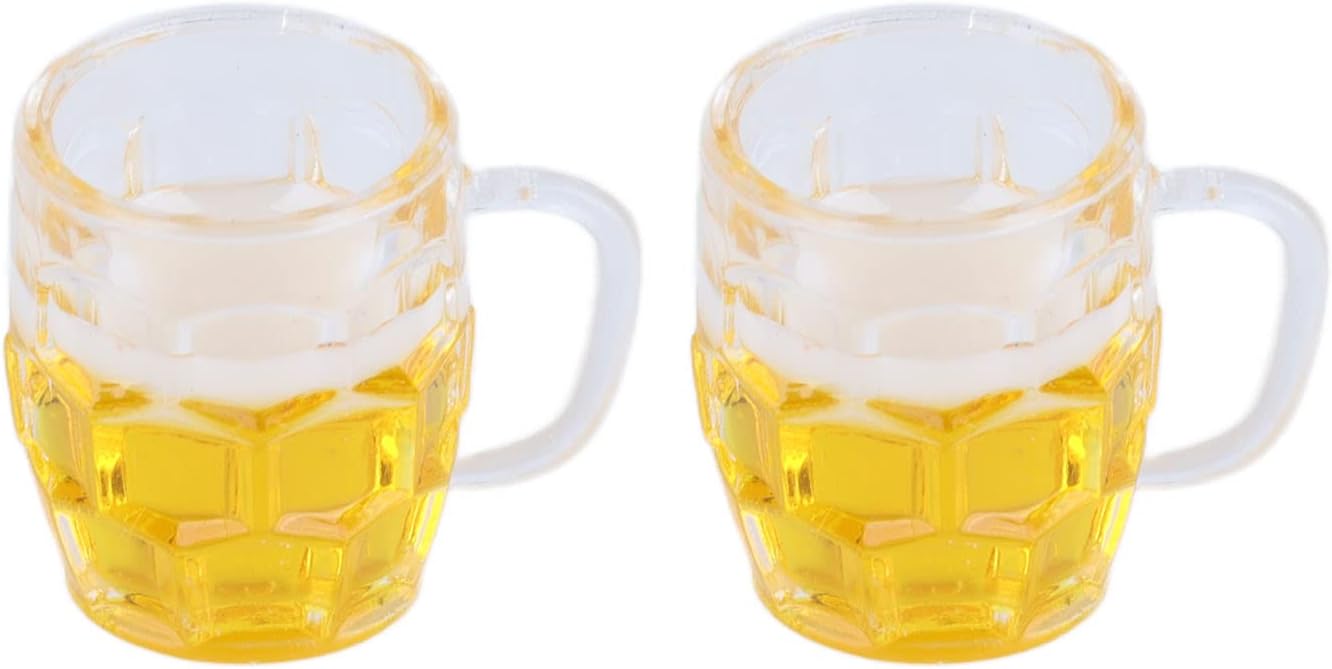 Luqeeg Vasos de cerveza en miniatura, tazas de cerveza en miniatura, kit de casa de muñecas en miniatura, accesorios de decoración de casa de