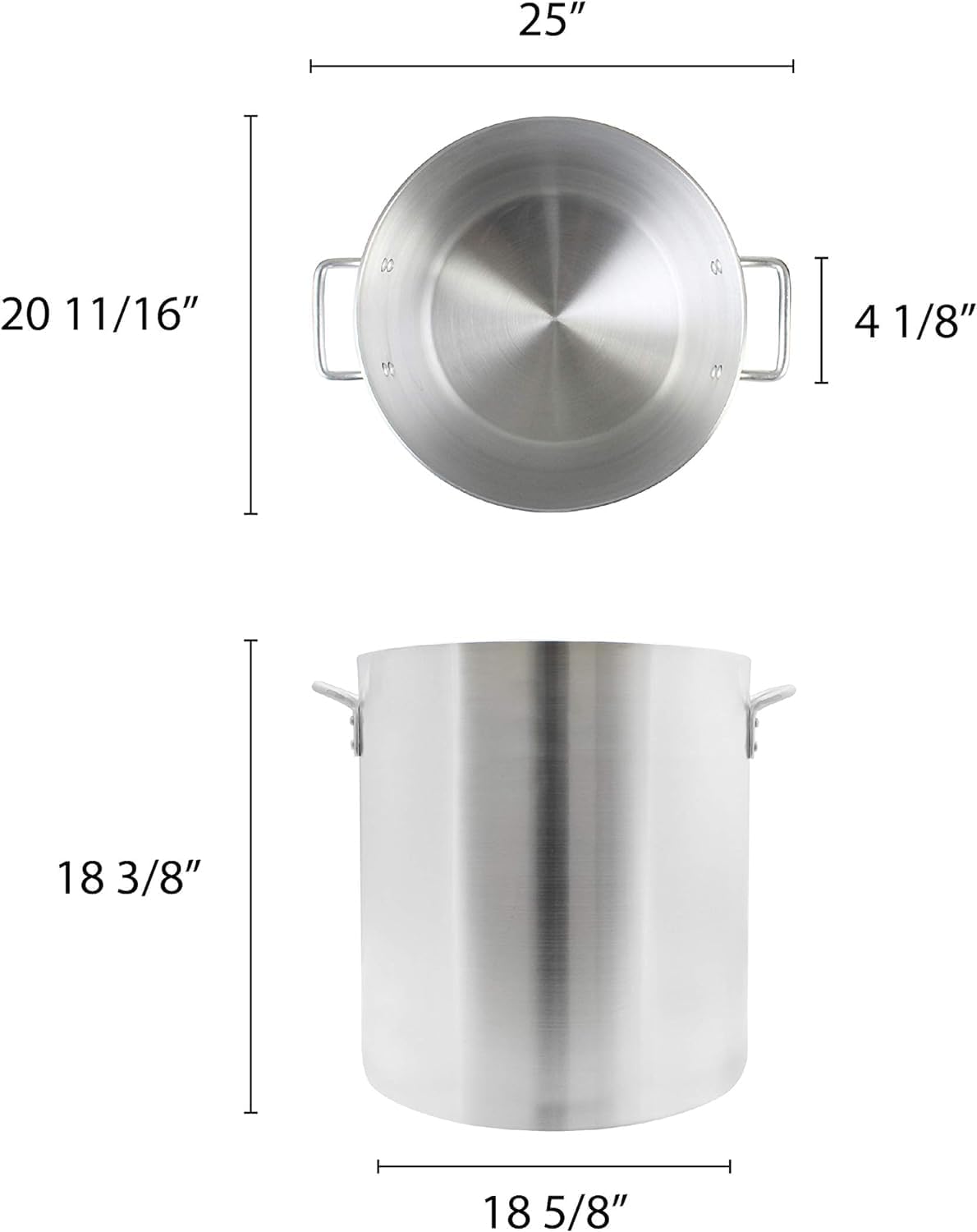 -Olla de aluminio de 100 cuartos de galón de alta resistencia – Olla multiusos para pasta, olla grande para estofado, olla a fuego lento, utensilios