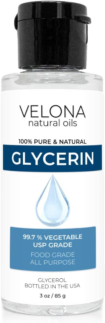 velona – Aceite portador 100% puro y natural de glicerina, grado USP, 3 onzas, hidratante para cabello y cara para piel seca, baño de burbujas,