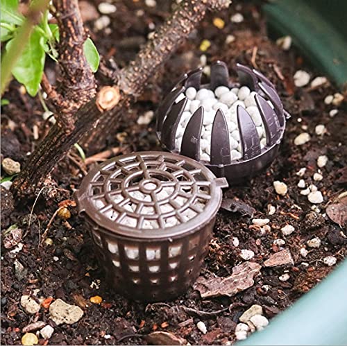 kingsea 100 cajas de fertilizantes para bonsái con cubierta, mini cestas automáticas de fertilizantes para plantas, tazas de nutrición de plástico