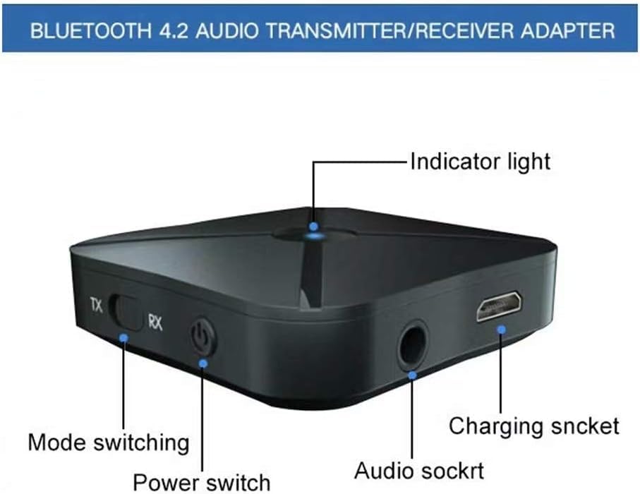 Adaptador Bluetooth 5.0 Transmisor Bluetooth Receptor 2 en 1 Inalámbrico 0.138 in AUX aptX Adaptador de baja latencia adecuado para TVSistemas de