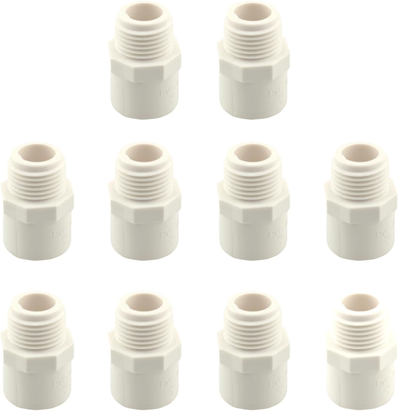10 unids 12 pulgada blanco de 2 vías PVC adaptador macho accesorios de tubería adaptador de manguera de PVC acoplamiento con rosca macho de 12