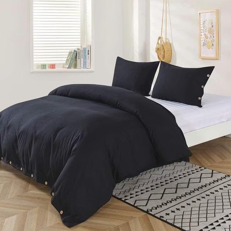 Juego de funda de edredón tamaño King, 100% algodón, súper suave, de secado rápido, transpirable, juego de ropa de cama de 3 piezas (matrimonial de
