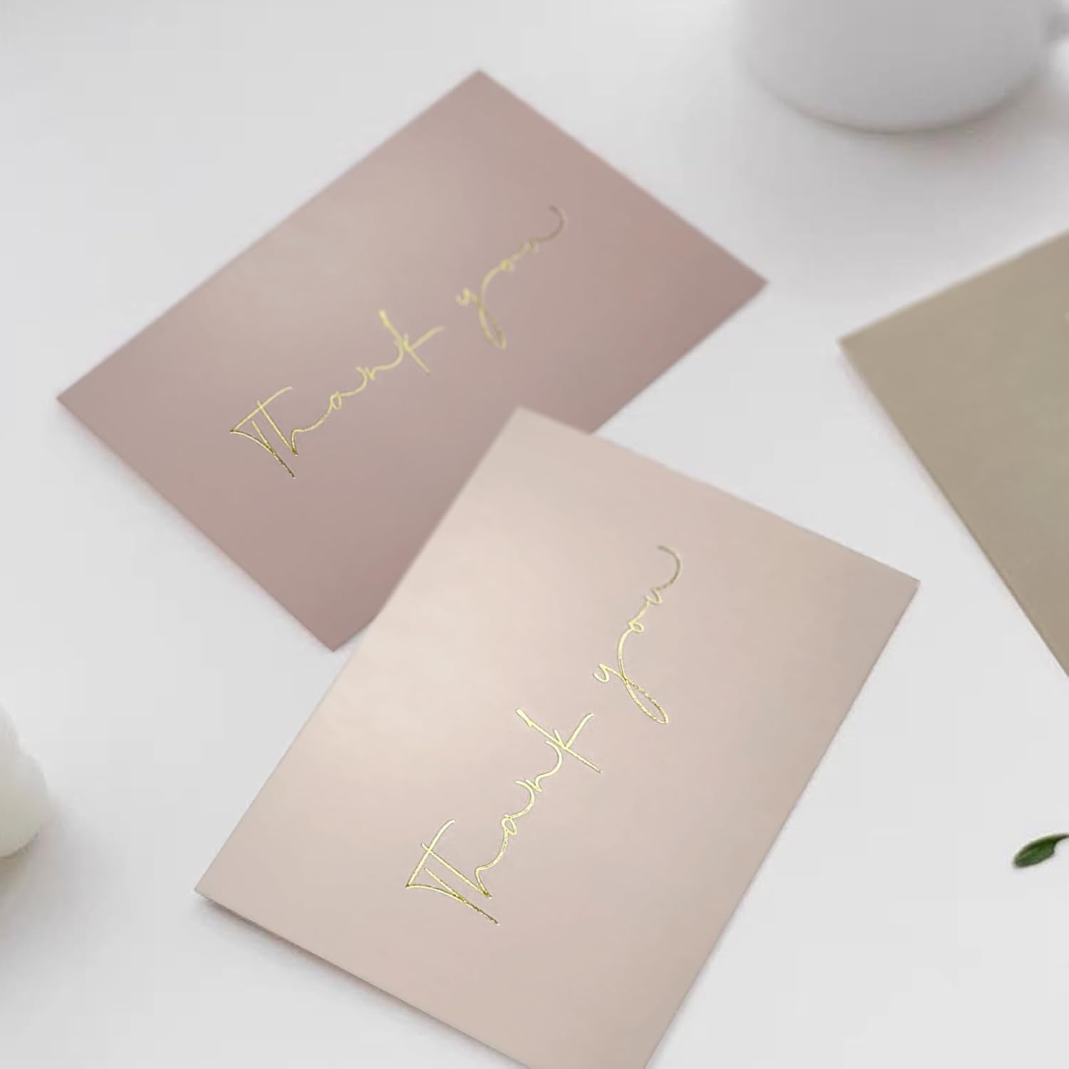 40 tarjetas de agradecimiento doradas con sobres, surtidos de tarjetas de agradecimiento, adecuadas para baby shower, despedida de soltera, bodas,