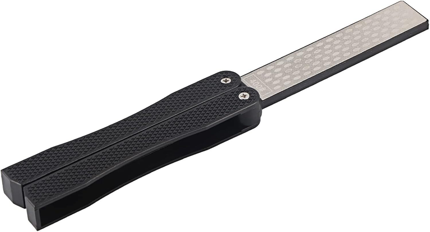 Fydun Double Sided Knife Sharpener Portable Folding Portable Slip Knife Sharpener for Men and Women (Black)