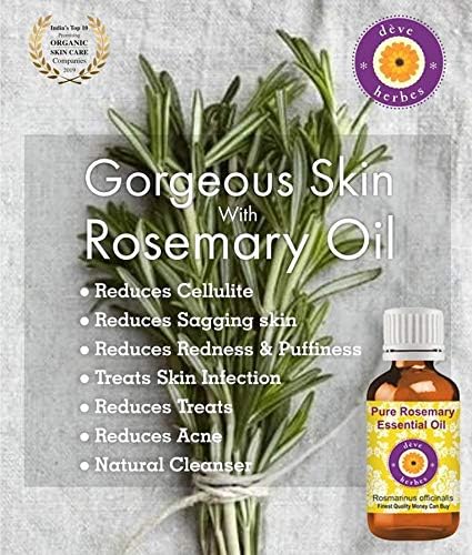 Deve Herbes Aceite esencial de romero puro (Rosmarinus officinalis) destilado al vapor, 1.0 fl oz (1 oz)
