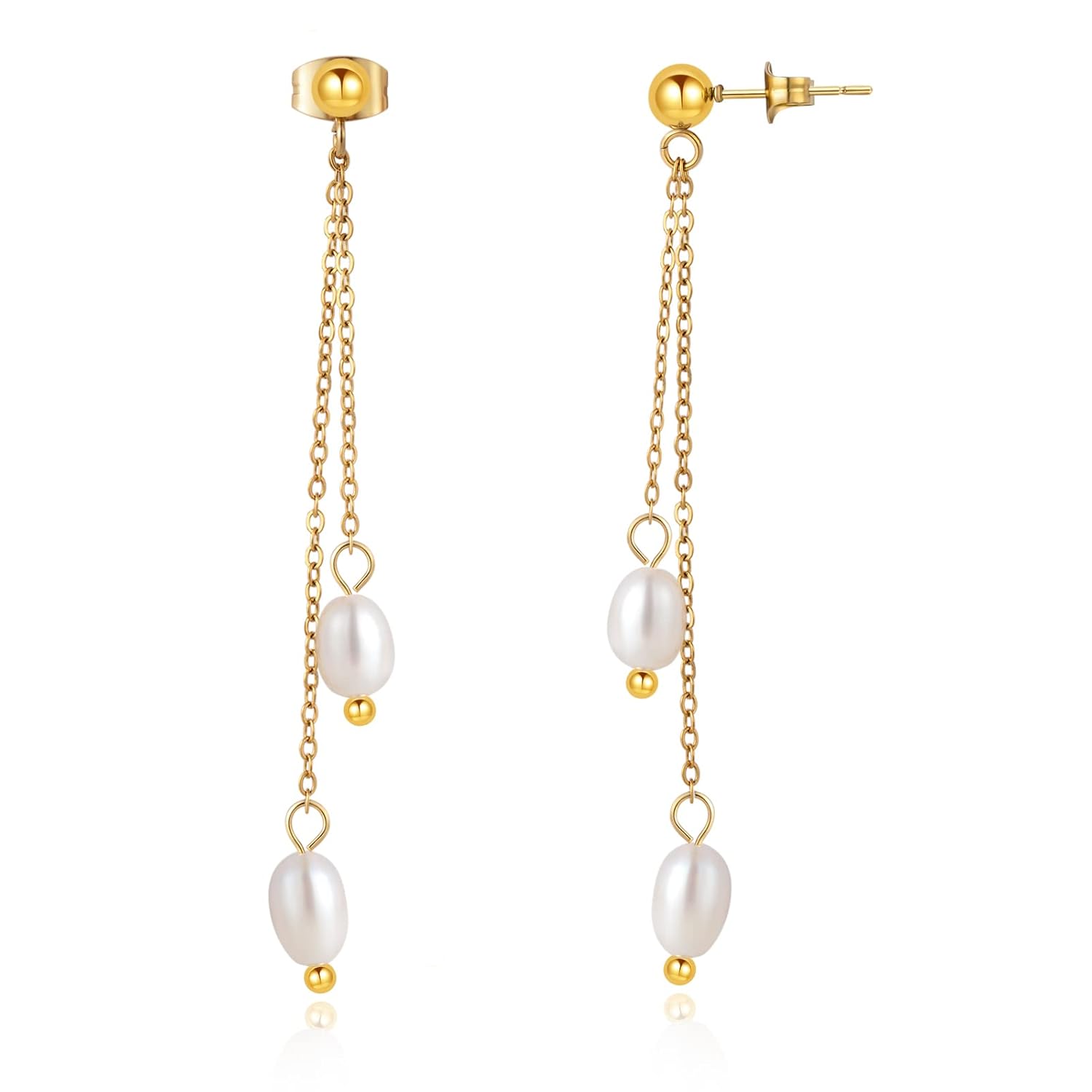 Pearl Tassel Earrings for Women Gold Pearl Drop Earrings Dangling Long Pearl Dangle Earrings for Brides Bridesmaid Prom Anniversary