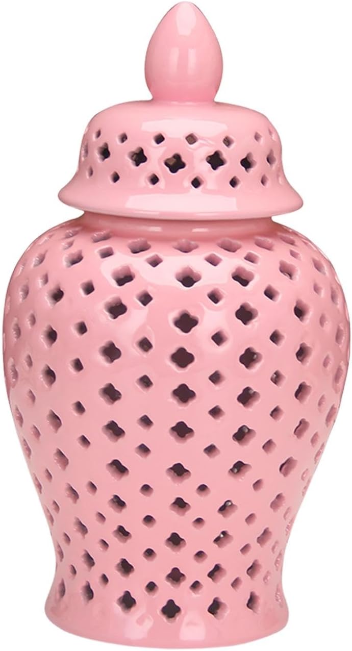 IEUDNS Tarro de cerámica de jengibre decorativo para almacenamiento, jarrón decorativo para decoración multiusos, arreglo floral, florero decorativo