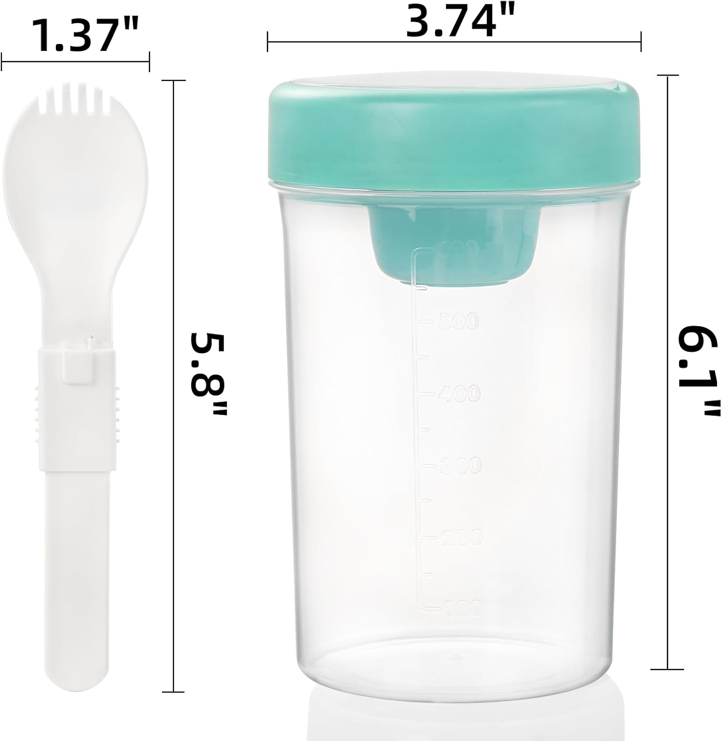Noamus Paquete de 3 vasos para ensalada, vaso portátil de cereales de 26 onzas con tapas y tenedor, recipiente de yogur para parfait con aderezo