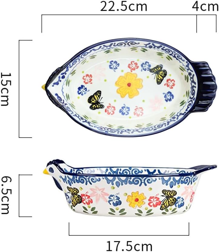 Molde vintage para tartas con diseño de mariposa y flores, utensilios de cerámica con forma de pollo, cacerola para hornear, moldes para lasaña,