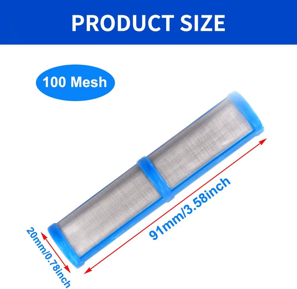 Filtro pulverizador de pintura sin aire 390 395 490 495 595 colector de bomba 100 malla 12 piezas compatible con Graco 246382 para pulverizador de