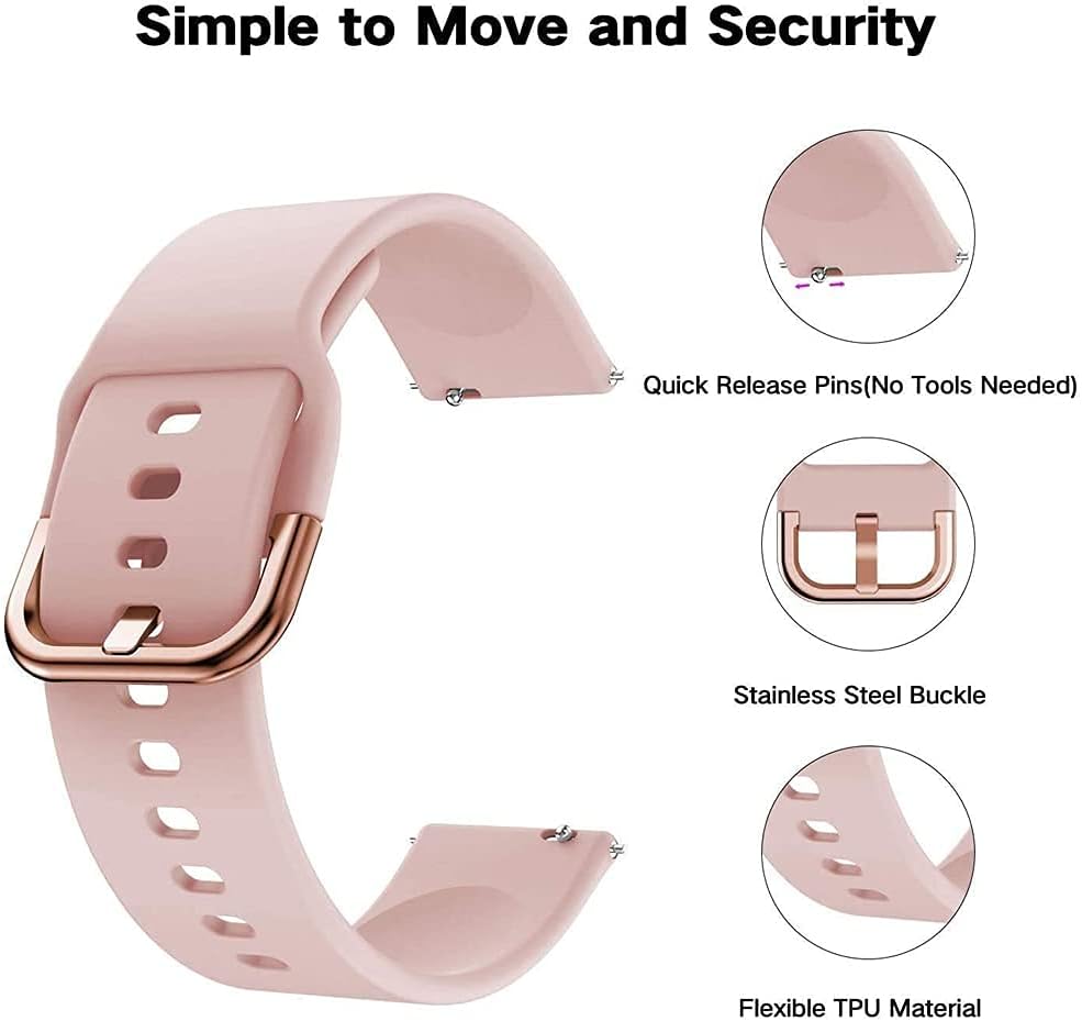 LeisureBands Correa de reloj de silicona de 0.787 in0.866 in compatible con Amazfit GTR 1.654 in1.850 inGTR22eGTSGTS 2, pulsera deportiva de