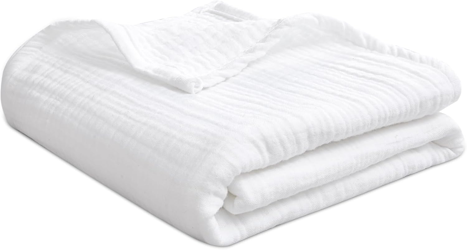 PHF – Manta de muselina 100% algodón para adulto, suave al tacto, transpirable y ligera, perfecta para la decoración del hogar, sofá, cama, para