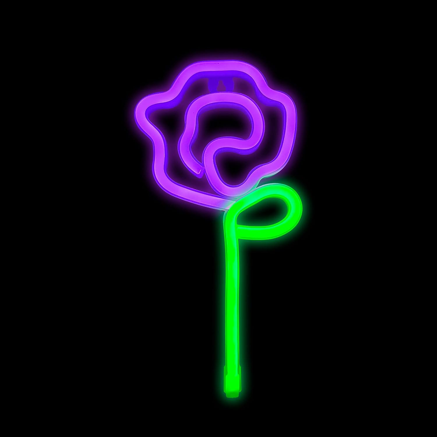 ENUOLI Letreros de neón, luz de neón de flores de rosa, decoración de pared, luz nocturna alimentada por batería o USB, para dormitorio, fiesta,