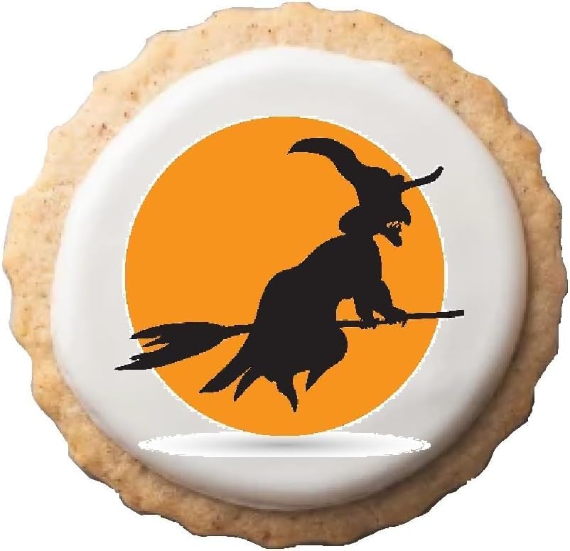 Decoración comestible para cupcakes de Halloween con diseño de bruja (12 unidades)  círculos de glaseado de 2.10 pulgadas para decoración de