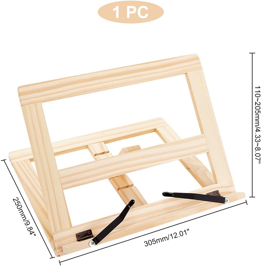 AHANDMAKER Soporte de madera para lectura, soporte ajustable para libros de recetas, soporte grande y portátil de madera para encimera de cocina,