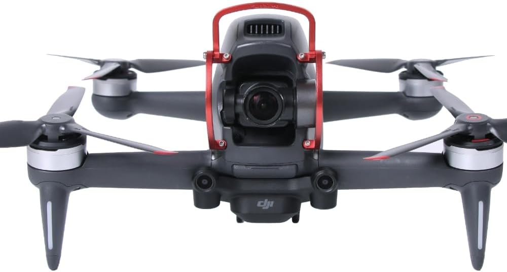 XNasu Parachoques de cardán de aleación de aluminio para DJI FPV Combo Top Camera Bars Anti-colisión Drone Accesorios (Color 5.8G Antena Gris)