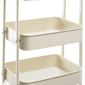 AGTEK Carrito de maquillaje, Carrito organizador móvil rodante,Carrito utilitario de metal de 3 niveles, Beige AGTEK Carrito de maquillaje, Carrito organizador móvil rodante,Carrito utilitario de metal de 3 niveles, Beige