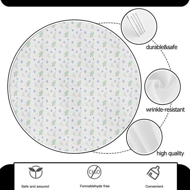 Christmas Tree Round Tablecloth for Christmas Decor Table Cloth Decor Washable Table Cover with Wrinkle Resistant for Home Kitchen Dining Room