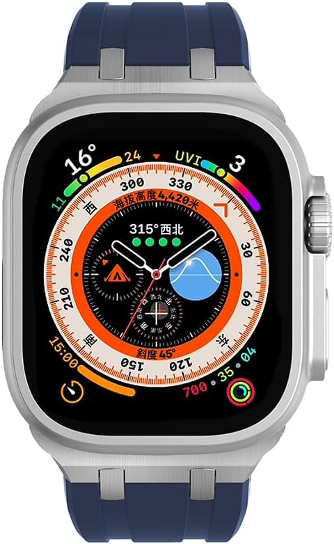 NewWays Correa para Apple Watch Ultra Band de 1.929 in, 1.772 in, 1.732 in, 1.654 in, 1.614 in, 1.575 in, 1.496 in, para hombres, correa de goma de