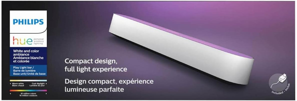 Philips 7820330U7_2 Hue Play Bar, Accesorio para bombilla inteligente, 7820231U7, 6.6watts, 240 volts