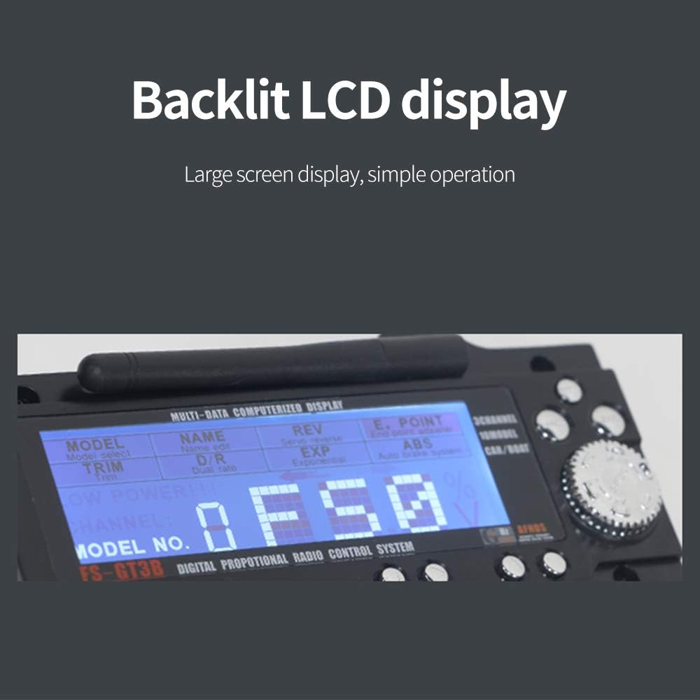 Goolsky Flysky FS-GT3B Transmisor RC 2.4GHz 3 canales control remoto y receptor FS-GR3E para RC coche barco
