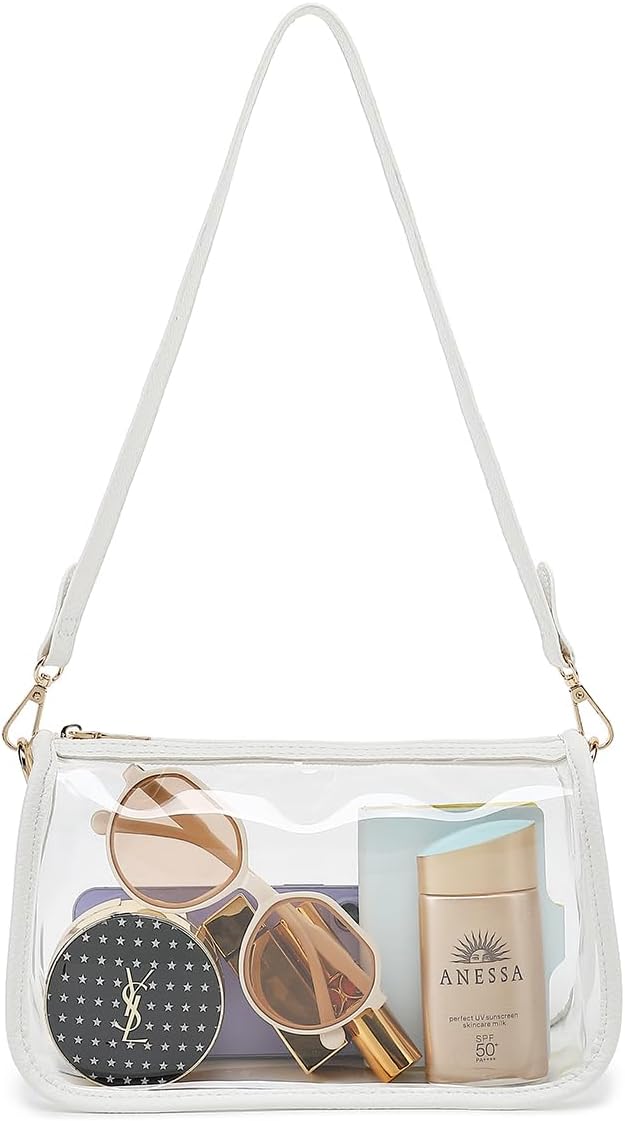 LOXOMU Bolso transparente aprobado para estadios, pequeño bolso cruzado transparente para mujer, bolso transparente para mujer