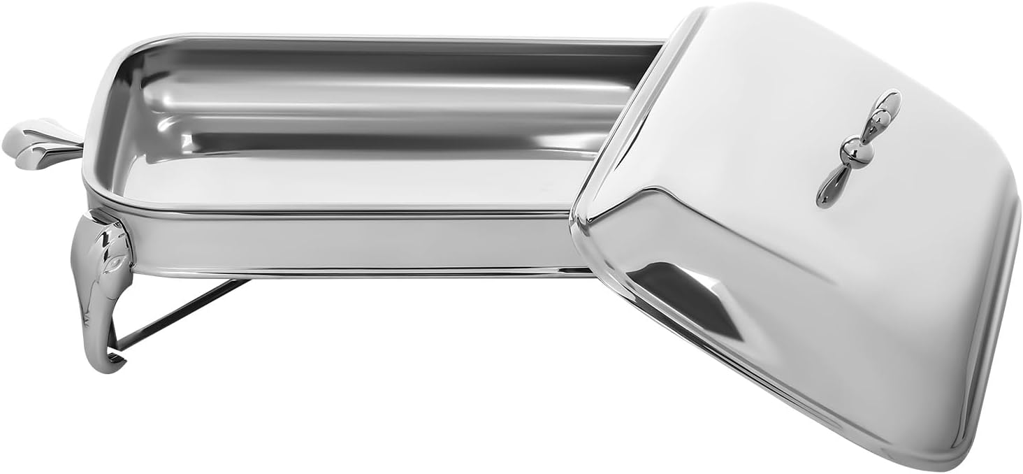 Fetcoi Juego de bufé de platos de 2.6 cuartos de galón  Servidores y calentadores de bufé de acero inoxidable, platos de roce para horno, calentador