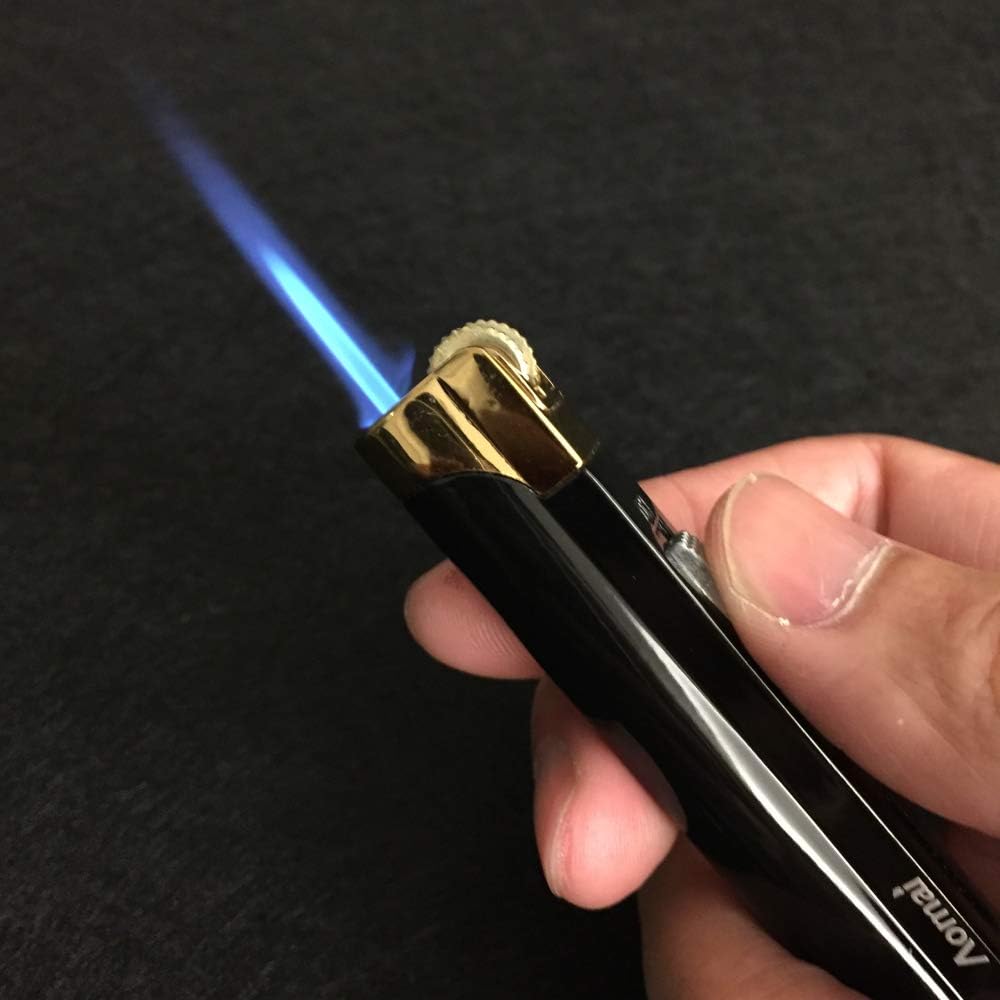Antorcha de chorro a prueba de viento, llama de butano, encendedor de cigarrillos visible, reemplaza pedernal con bloqueo de llama, negro (2