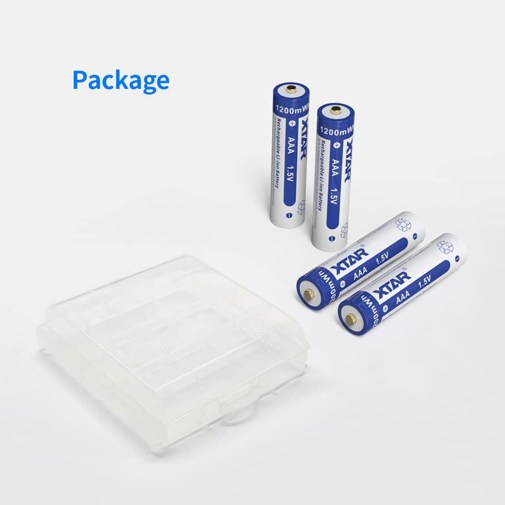 XTAR Paquete de 4 baterías recargables AAA de litio, 1200 mWh de salida constante de 1.5 V, batería AAA de iones de litio, 1200 ciclos para cepillos