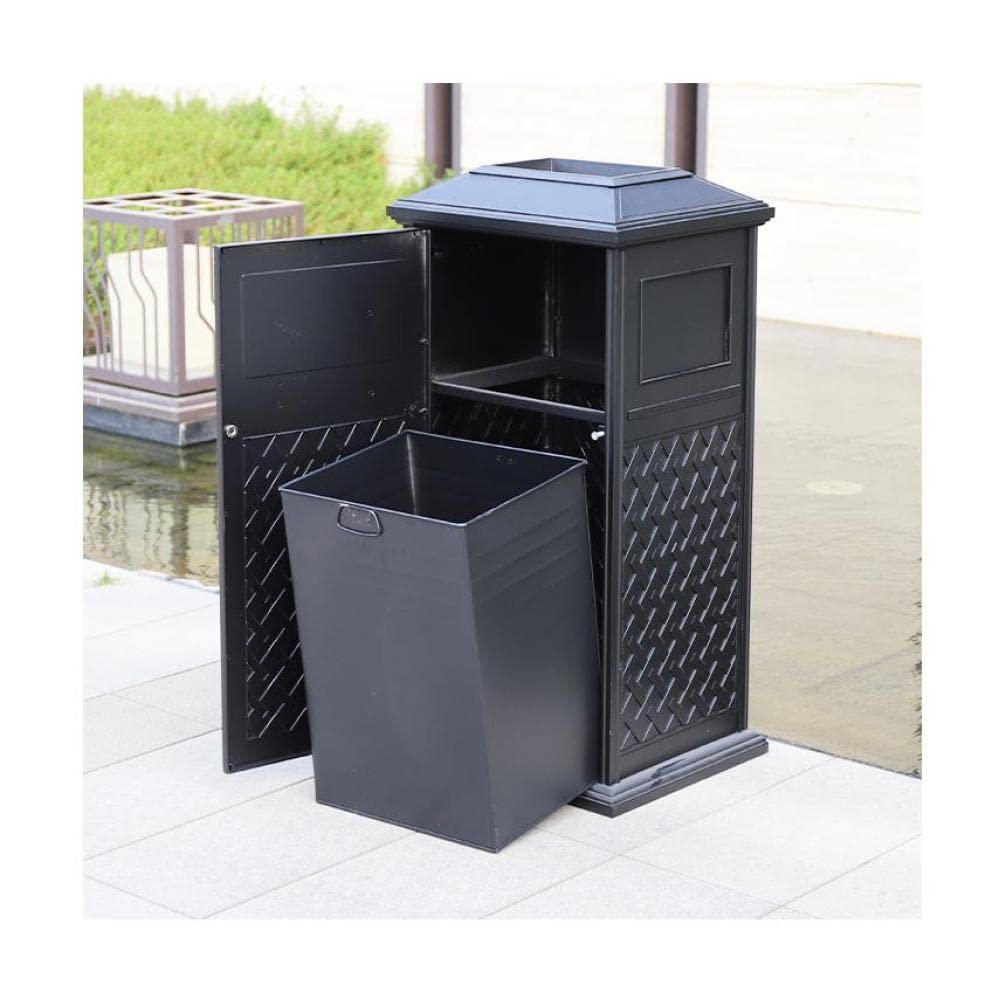 TISTIK Bote de basura de aluminio fundido al aire libre con cenicero de gran capacidad, adecuado para interiores, oficina, hotel, centro comercial,