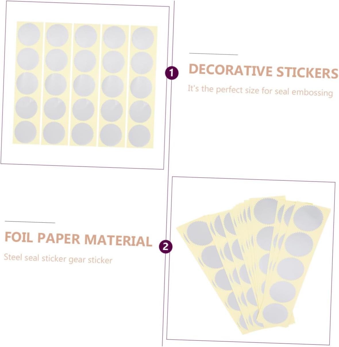 Ciieeo Pegatinas circulares 100 piezas de sellos en relieve de papel de aluminio festoneado redondo de colores adhesivos de puntos