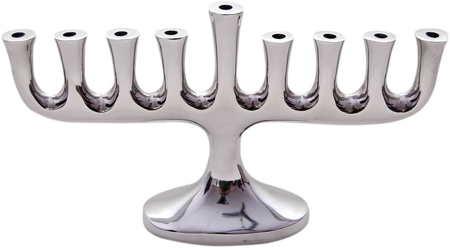 Zion Judaica Impresionante Menorá de diseñadores elegantes para Hanukkah Vela tradicional de alto pulido y aceite Chanukiah Clásico Chanukah Minorah