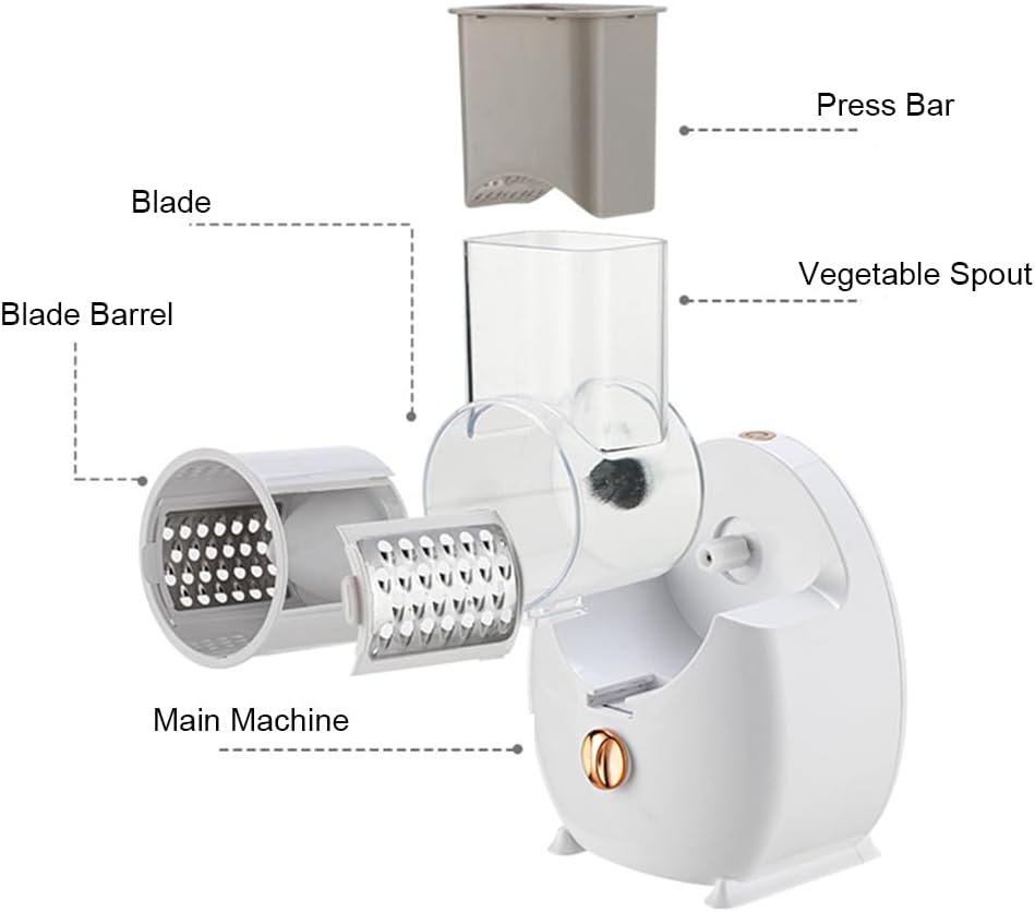Trituradora eléctrica de quesos con carga tipo C, con un solo toque, rotativa, automática, con 3 accesorios gratuitos para verduras, quesos y