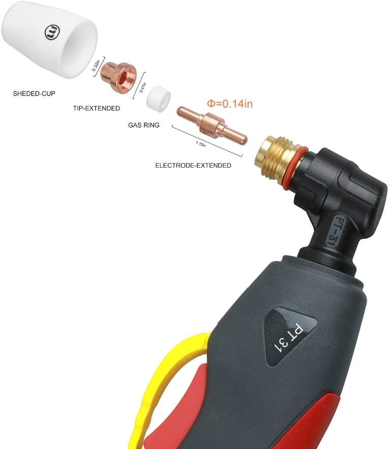 Consumibles de cortador de plasma se adapta a CUT40 CUT50 con antorcha cortador de plasma PT31 LG40 para RBC-400045005000D 40 PCS electrodo de