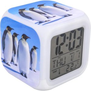 Bocaihua – Reloj despertador digital con luces LED, diseño de pájaros, pingüino, azul, para niños, adolescentes, adultos, hogar, oficina, decoración Bocaihua – Reloj despertador digital con luces LED, diseño de pájaros, pingüino, azul, para niños, adolescentes, adultos, hogar, oficina, decoración