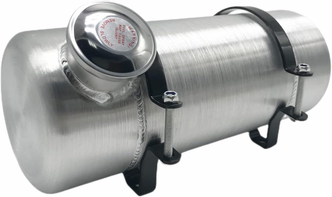 JSD AUTO PARTS Tanque de combustible de 1 58 galones, 6 x 15 pulgadas, 14 NPT, llenado de extremo de salida de aluminio, tanque de gasolina para