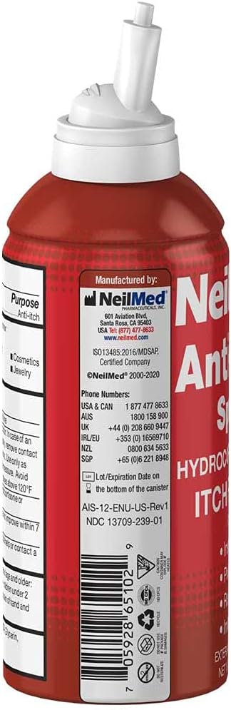 NeilMed Spray antipicazón (alivio) hidrocortisona 1%, 3 onzas (paquete de 3)