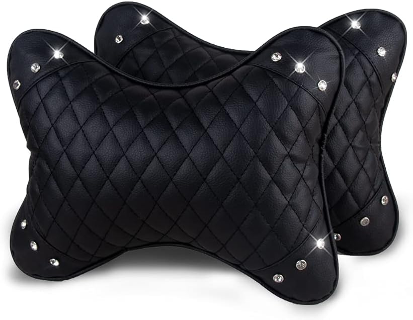 eing Almohada para el cuello del automóvil, transpirable, cojín de descanso para la cabeza y el cuello, con cristales brillantes, para relajarse,