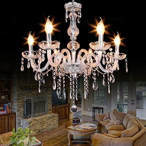 Ridgeyard 10 Luces Modernas Lujosas K9 Cristal Candelabro Lámpara Colgante Lámpara de Techo Salón Iluminación para Comedor Salón Dormitorio Entrada