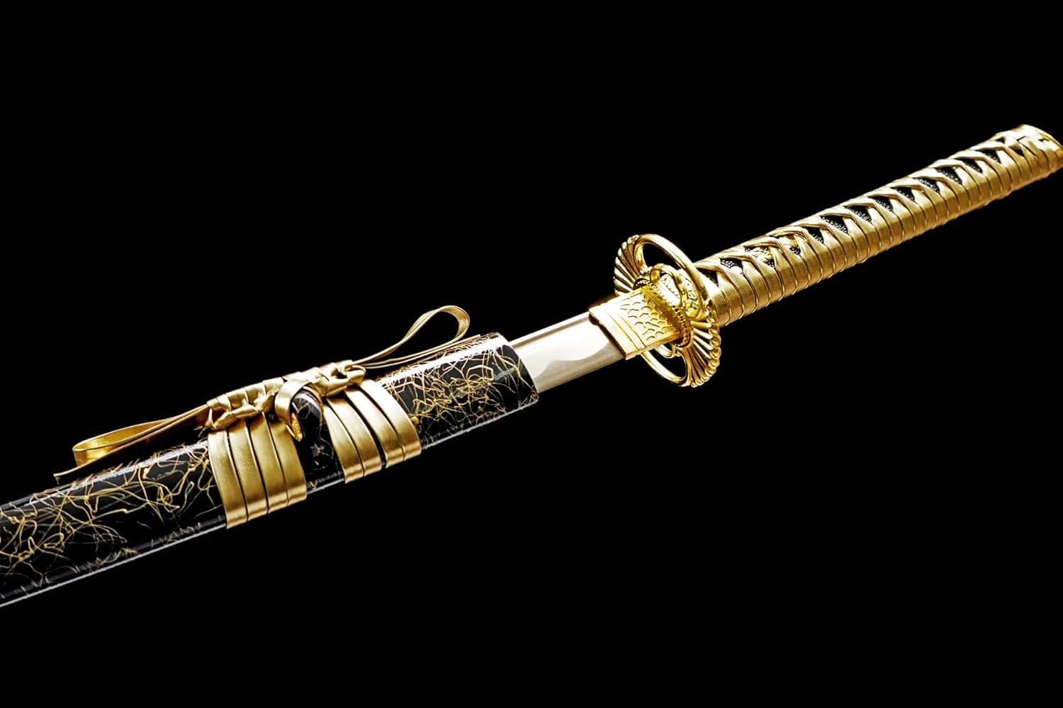 Espada samurái japonesa T1095 forjada a mano de acero de alto carbono, Katana negra y morada, hoja de espiga completa, lista para combatir
