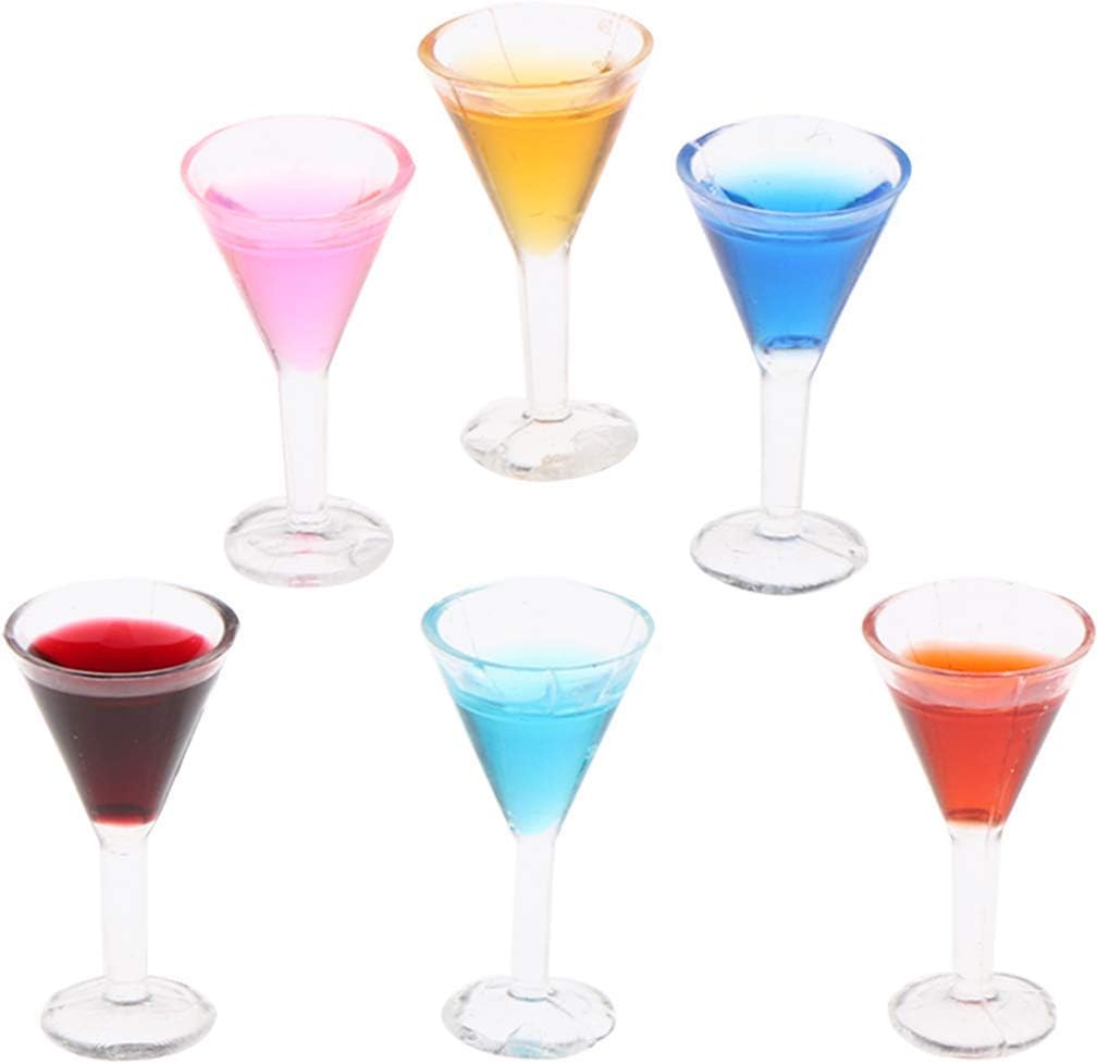 FRECI Juego de 6 vasos de cóctel para casa de muñecas 112, en miniatura, afilado, juego de copas de cóctel, casa de muñecas, accesorios de cocina,